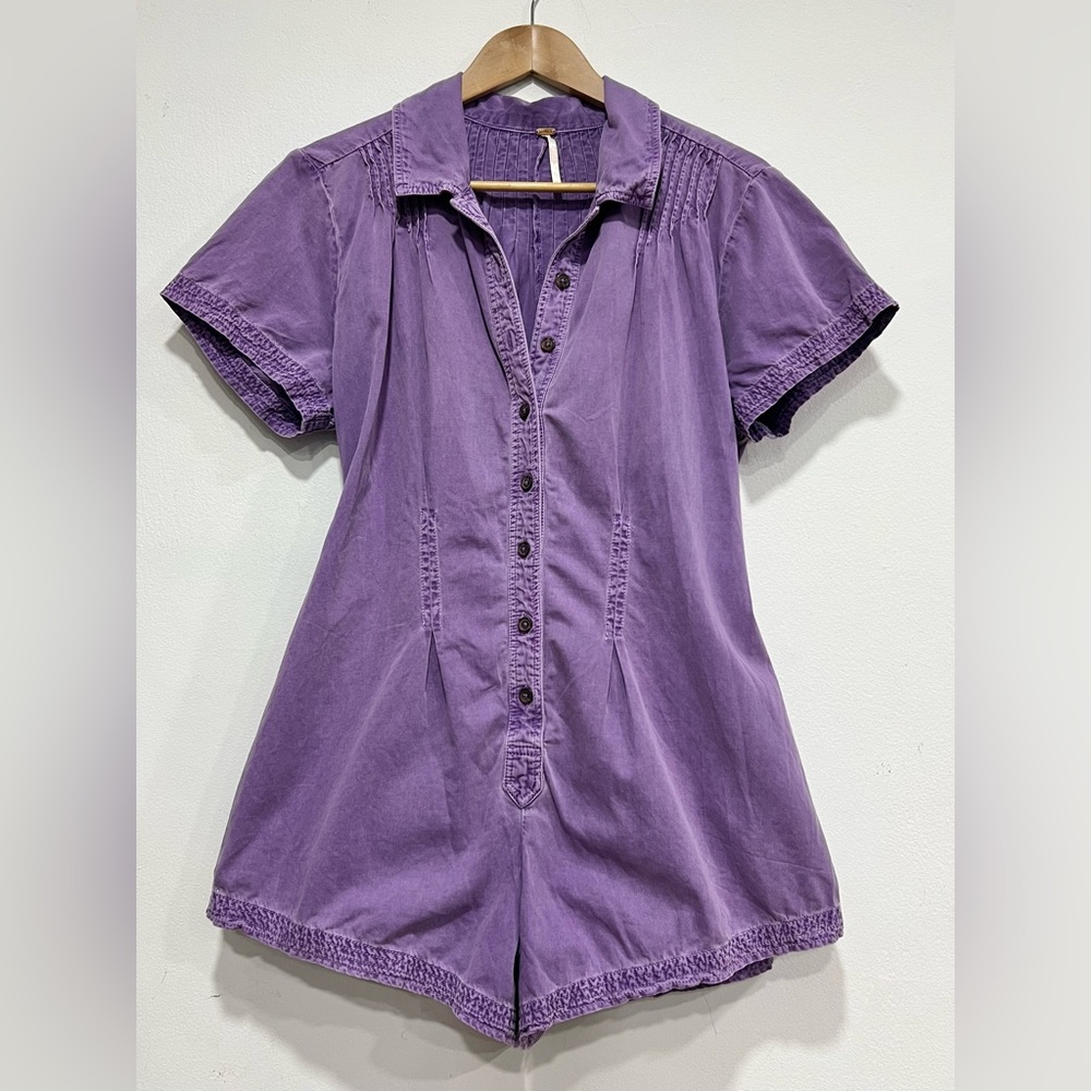 Free People Keep It Crisp Lavender Shortall Romper Size Medium